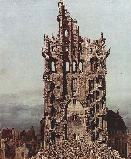 Bernardo Bellotto Ansicht von Dresden, Die Ruine der Kreuzkirche, von Osten aus gesehen